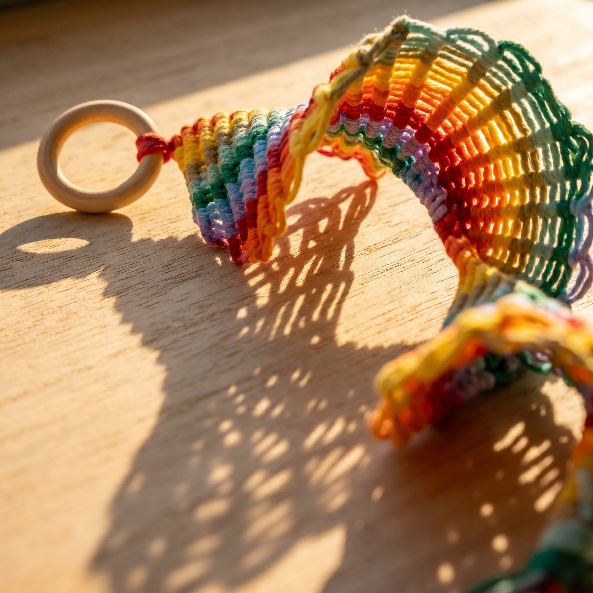 Boho-Regenbogen-Makramee-Hängeglocke als Wanddekoration - image 3