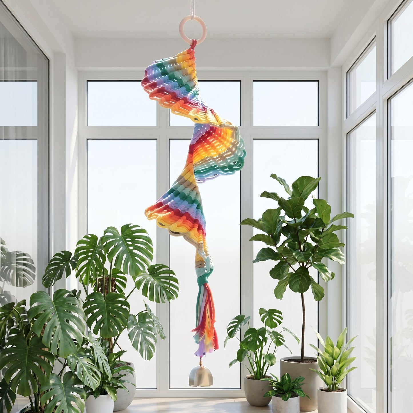 Boho-Regenbogen-Makramee-Hängeglocke als Wanddekoration - image 2
