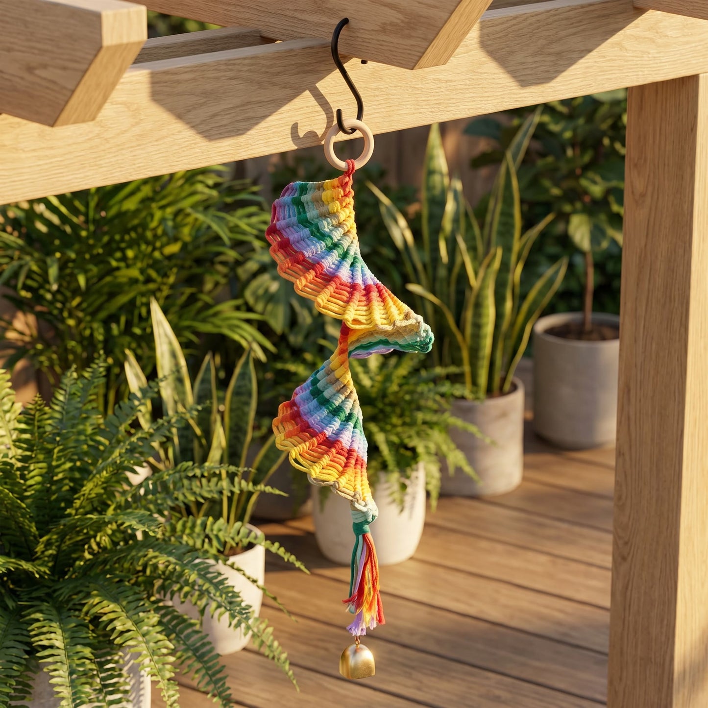 Boho-Regenbogen-Makramee-Hängeglocke als Wanddekoration - image 1