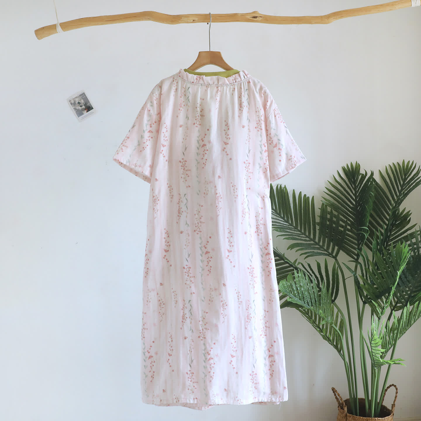 Kimono-Nachthemd/Loungewear aus geblümtem Baumwollgaze - image 1