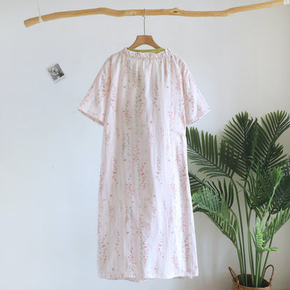 Kimono-Nachthemd/Loungewear aus geblümtem Baumwollgaze - image 1