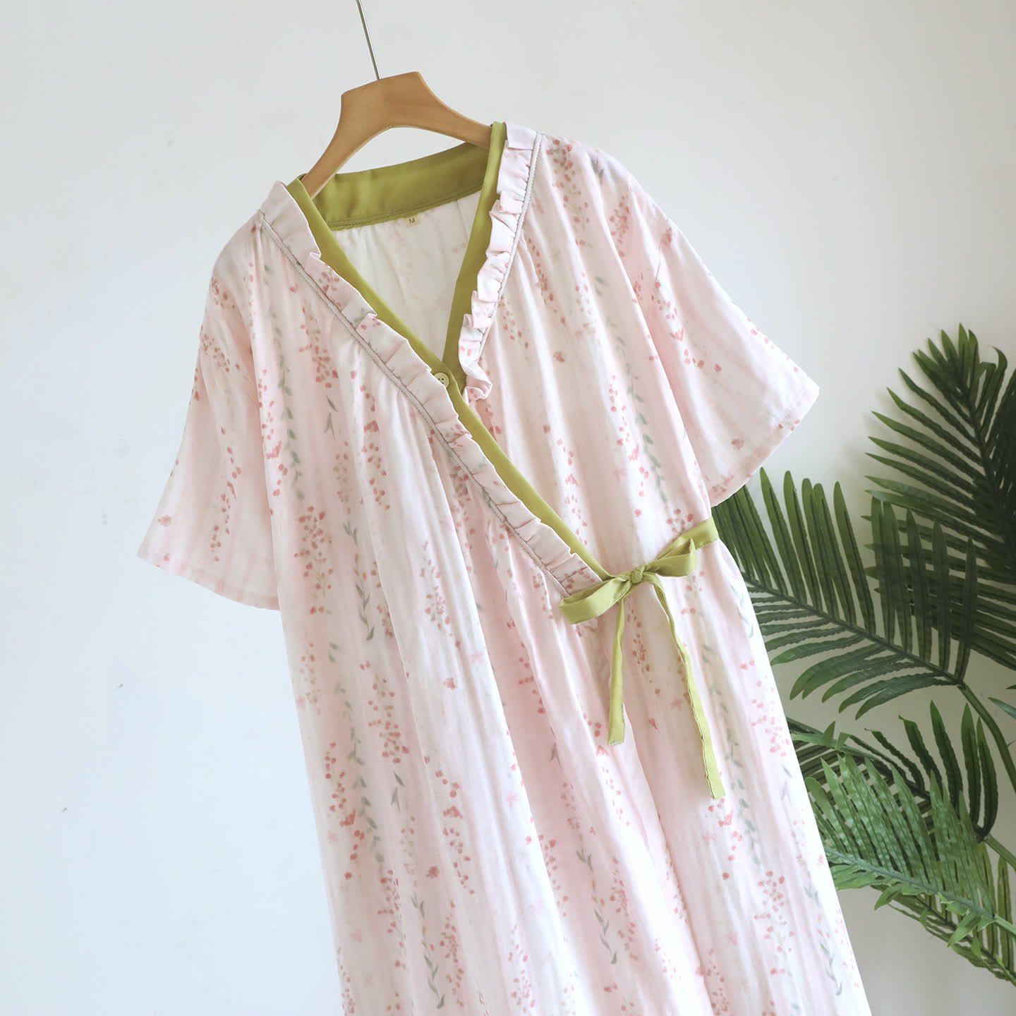 Kimono-Nachthemd/Loungewear aus geblümtem Baumwollgaze - image 2