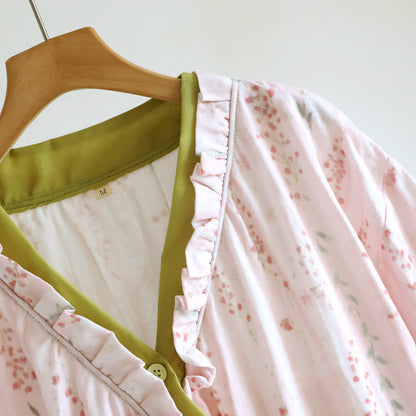 Kimono-Nachthemd/Loungewear aus geblümtem Baumwollgaze - image 3