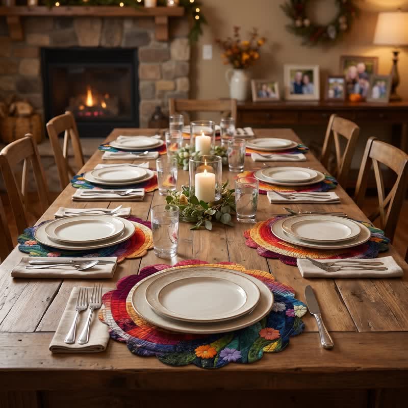 Platzset aus Polyester mit Regenbogenwirbel im Boho-Stil - image 2