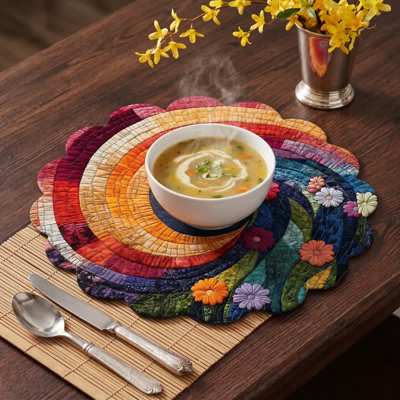 Platzset aus Polyester mit Regenbogenwirbel im Boho-Stil - image 3