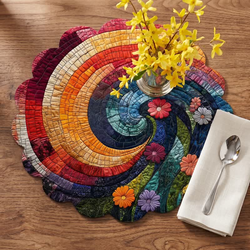 Platzset aus Polyester mit Regenbogenwirbel im Boho-Stil - image 1
