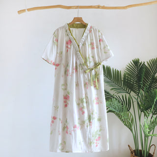 Botanischer Garten Baumwollgaze Kimono Nachthemd - Beige - L - image 0