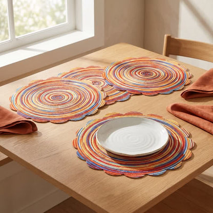 Nordische Retro-Regenbogen-Tischsets aus gewebtem Leinen - image 3