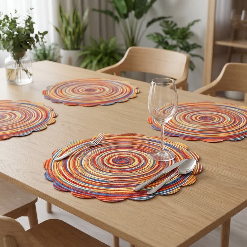 Nordische Retro-Regenbogen-Tischsets aus gewebtem Leinen - image 4