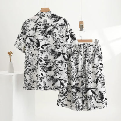 Pyjama-Set mit monochromem botanischem Muster - image 1