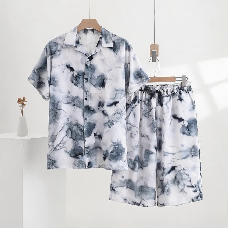 Unisex-Pyjama-Set im Ink-Wash-Stil - Grau - 5XL - image 0