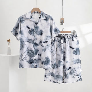 Unisex-Pyjama-Set im Ink-Wash-Stil - Grau - 5XL - image 0