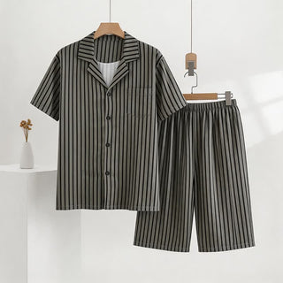 Unisex-Pyjama-Set aus Modal mit Streifen - Grau - 3XL - image 0