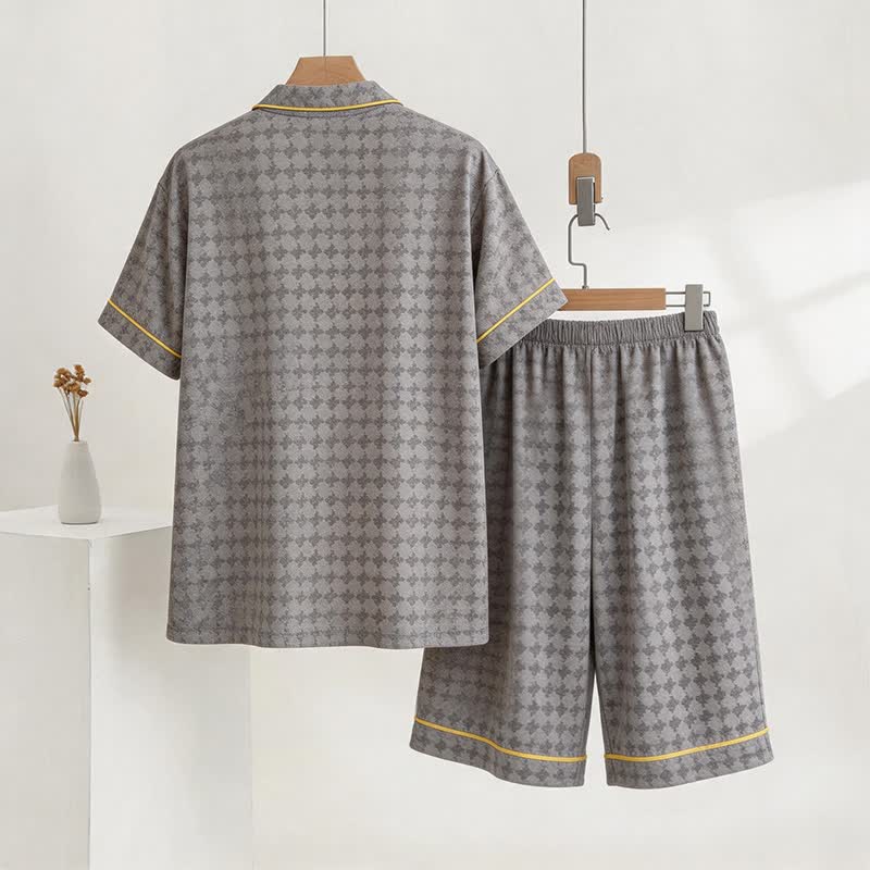 Graues Loungewear-Set mit geometrischem V-Ausschnitt - image 2