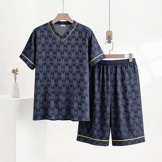Loungewear-Set mit marineblauem geometrischem Muster - Marine - XXXL - image 0