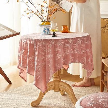 Elegante rosa Tischdecke aus Bambus-Jacquard - Rosa - 140 x 220cm - image 0