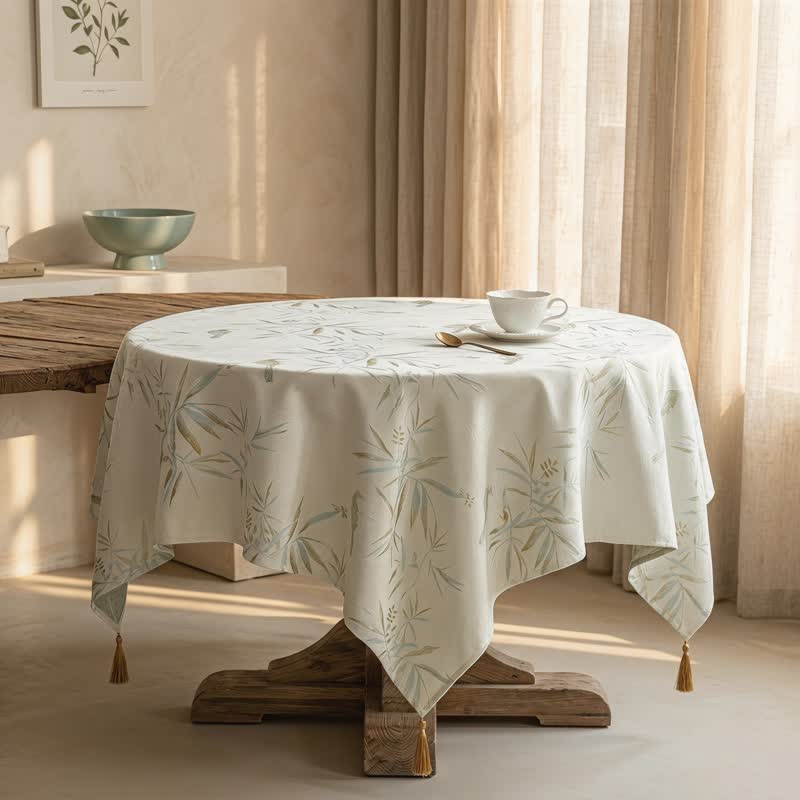 Elegante Tischdecke mit Bambusblattquasten - image 3