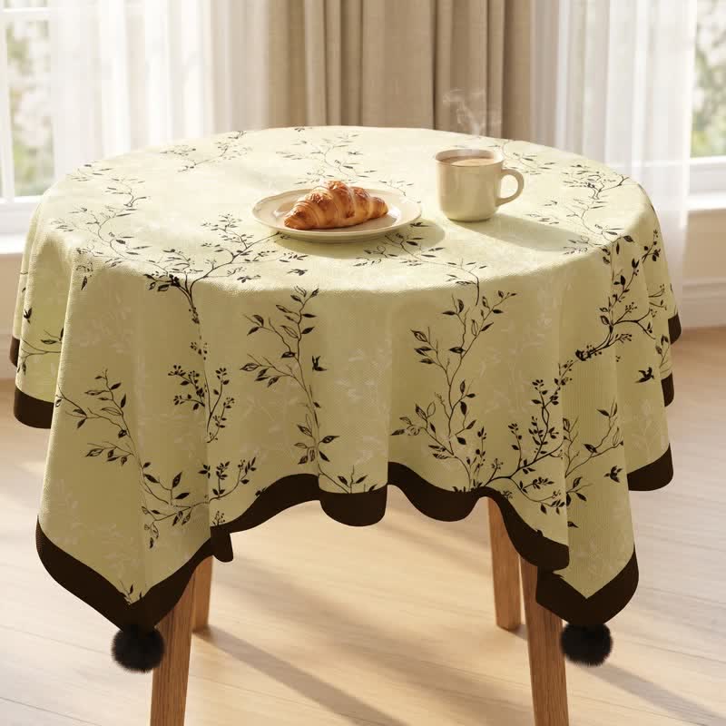 Tischdecke im rustikalen Stil mit botanischem Quastenmuster - image 1