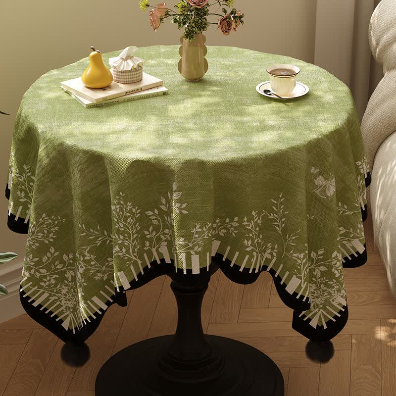 Tischdecke mit grünem botanischem Blatt- und Schmetterlingsmotiv - Grün - 140 x 220cm - image 0