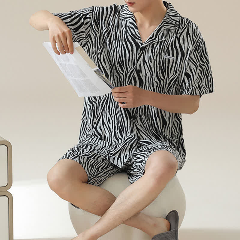Unisex-Pyjama-Set aus Modal mit Zebramuster - image 1