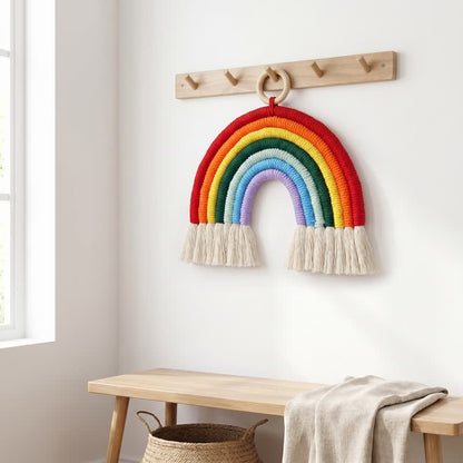 Boho-Regenbogen-Makramee-Wandbehang aus Baumwolle - image 1