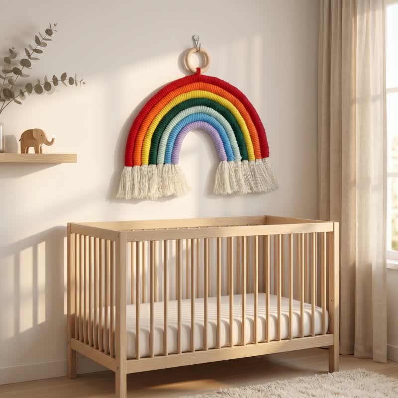 Boho-Regenbogen-Makramee-Wandbehang aus Baumwolle - image 3