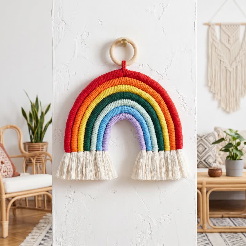 Boho-Regenbogen-Makramee-Wandbehang aus Baumwolle - image 2