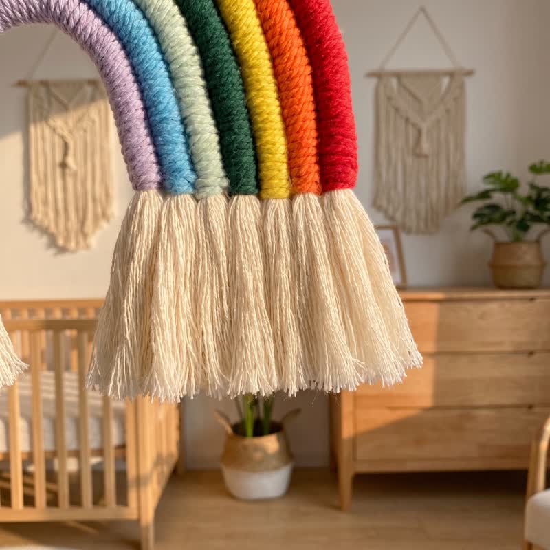 Boho-Regenbogen-Makramee-Wandbehang aus Baumwolle - image 5