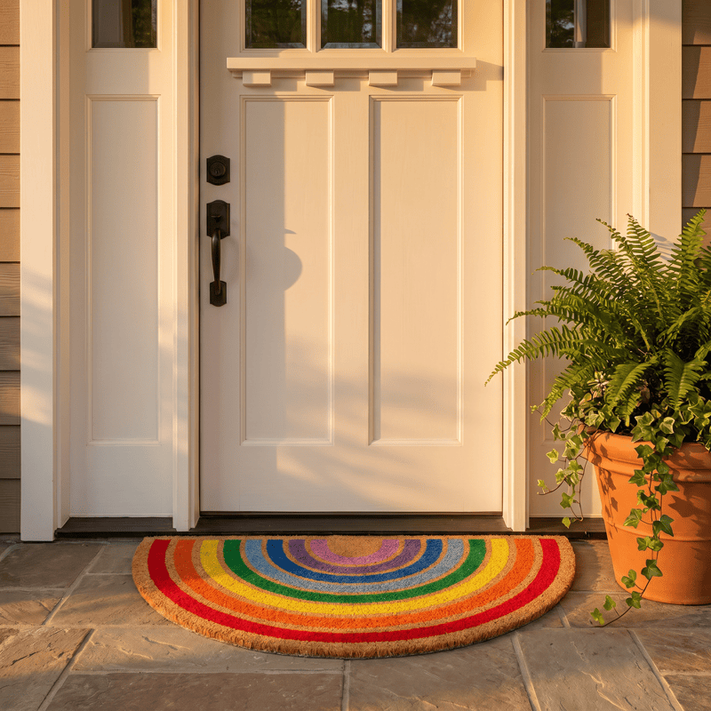 Regenbogenfarbener, rutschfester Kokosfaserteppich für den Eingangsbereich - 39'' × 47'' - image 0