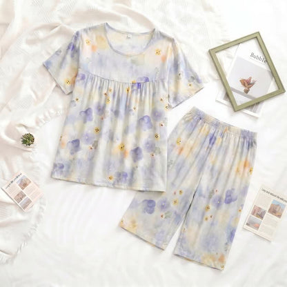 Loungewear-Set in Nebelblau mit Blumenmuster - image 1