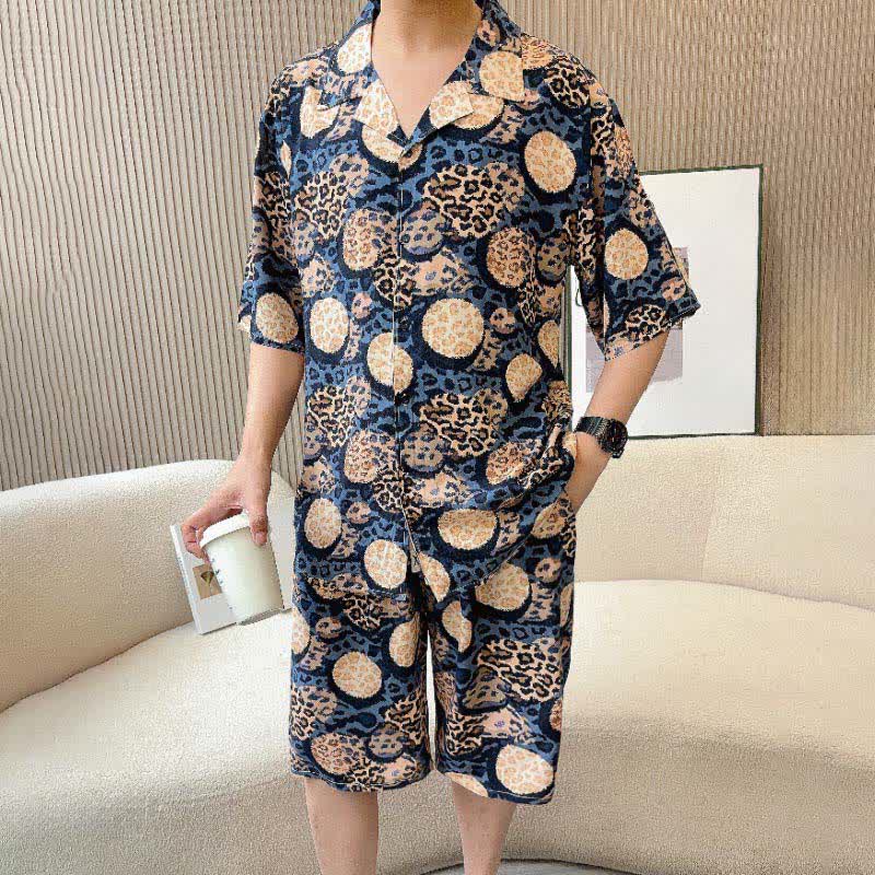 Loungewear-Set mit Leopardenmuster in Marineblau - image 2
