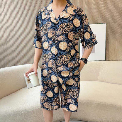 Loungewear-Set mit Leopardenmuster in Marineblau - image 2