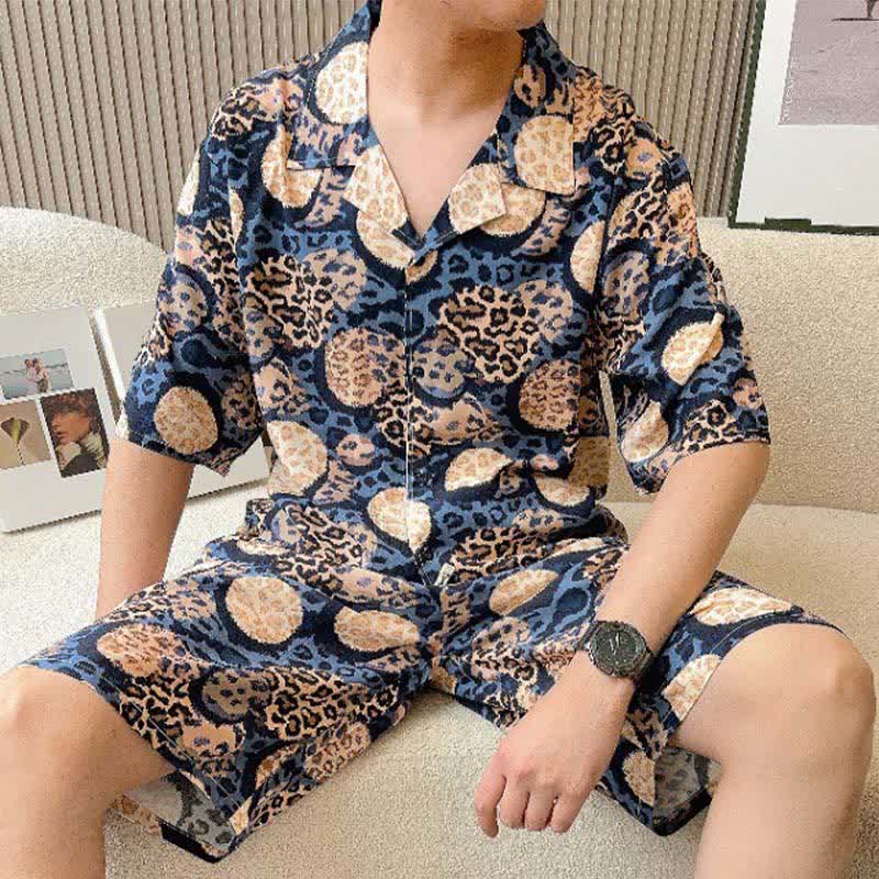 Loungewear-Set mit Leopardenmuster in Marineblau - image 3