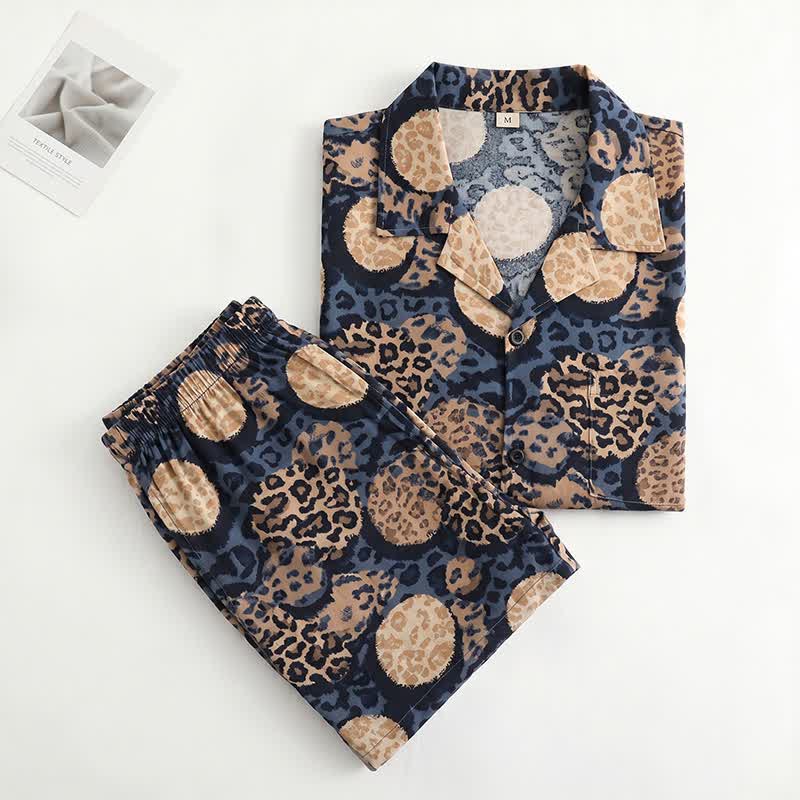 Loungewear-Set mit Leopardenmuster in Marineblau - image 1