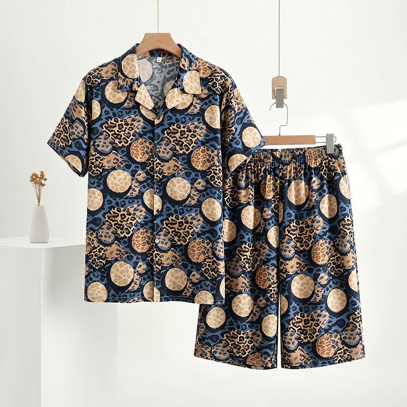 Loungewear-Set mit Leopardenmuster in Marineblau - Marine - 5XL - image 0