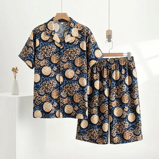 Loungewear-Set mit Leopardenmuster in Marineblau - Marine - 5XL - image 0