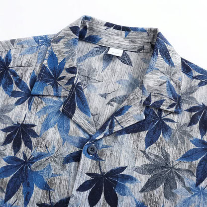 Unisex-Pyjama-Set mit blauem Blattmuster - image 4