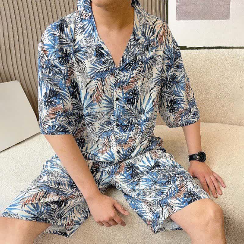 Loungewear-Set mit tropischem Blätterprint - image 3