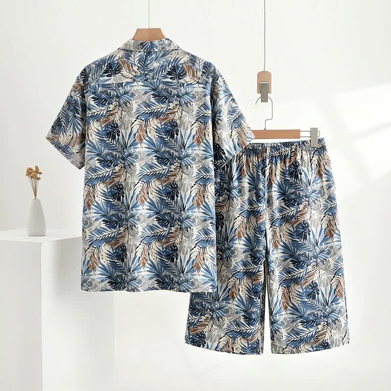 Loungewear-Set mit tropischem Blätterprint - image 4