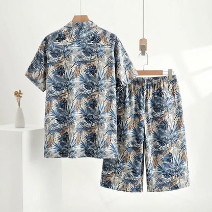 Loungewear-Set mit tropischem Blätterprint - image 4