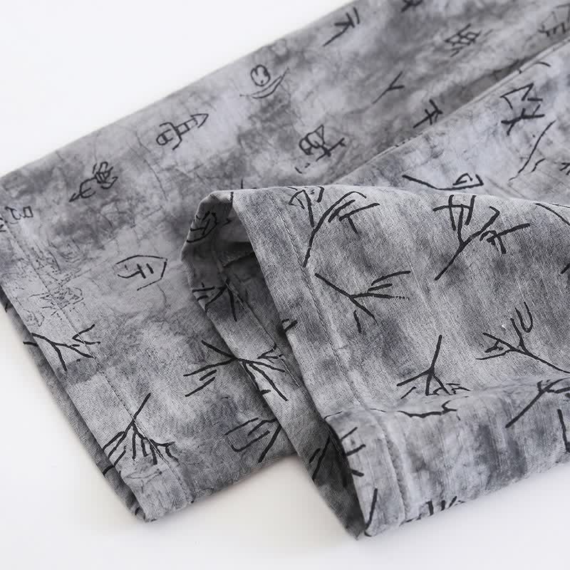 Graues Loungewear-Set mit Vintage-Symbolprint - image 5
