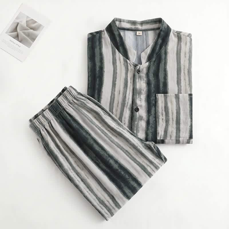 Unisex-Pyjama mit Stehkragen und Tintenstreifen - image 1