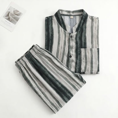 Unisex-Pyjama mit Stehkragen und Tintenstreifen - image 1