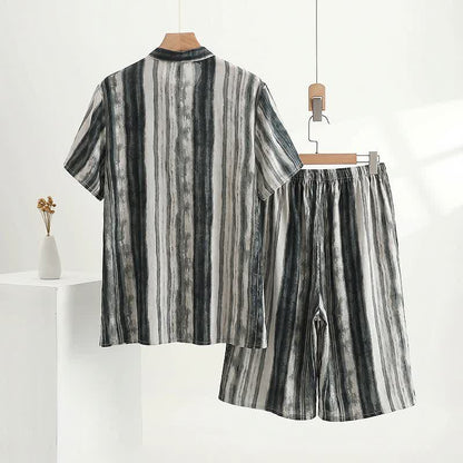 Unisex-Pyjama mit Stehkragen und Tintenstreifen - image 2