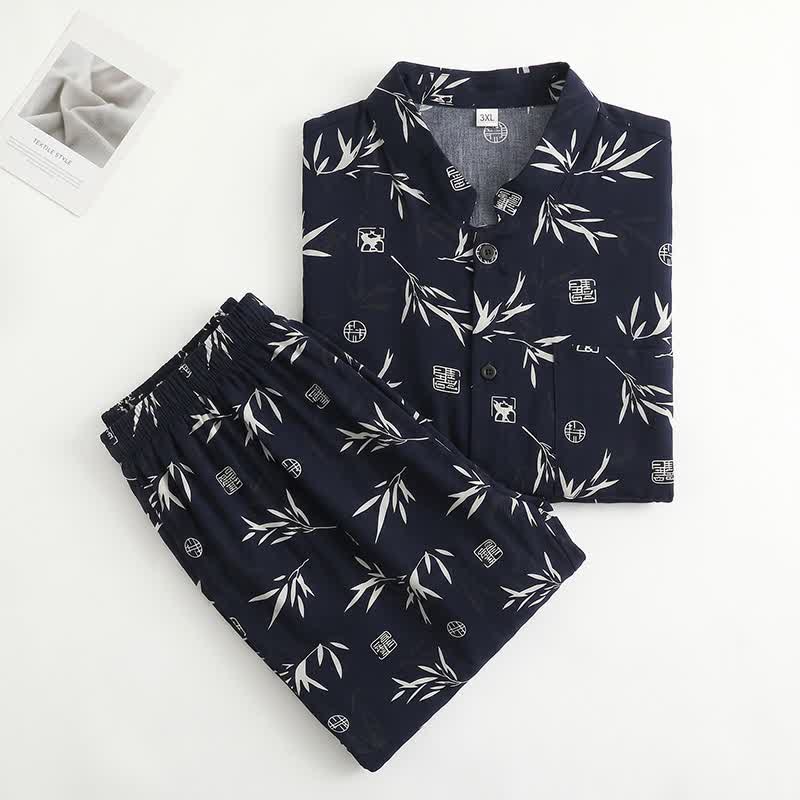 Unisex Loungewear-Set mit Bambusblattmuster - image 1