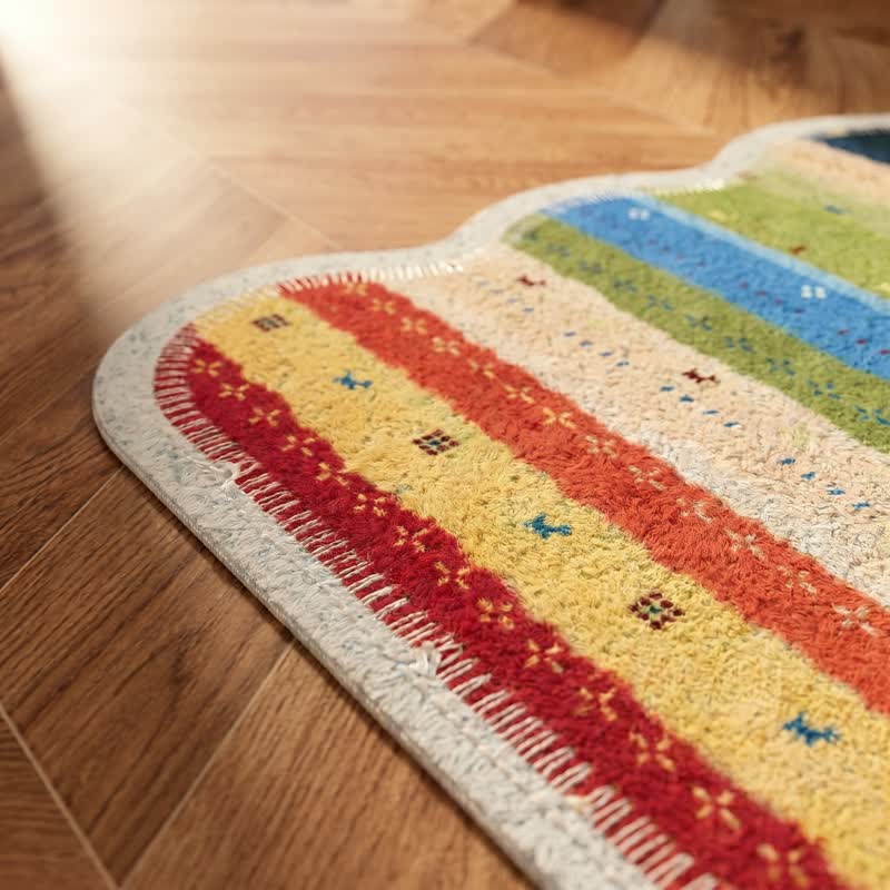 Boho-Regenbogenstreifen-PVC-Teppich mit rutschfester Oberfläche - image 4
