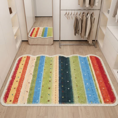 Boho-Regenbogenstreifen-PVC-Teppich mit rutschfester Oberfläche - image 3