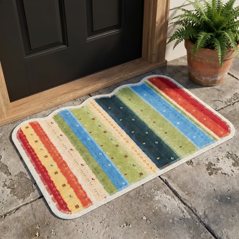 Boho-Regenbogenstreifen-PVC-Teppich mit rutschfester Oberfläche - image 2