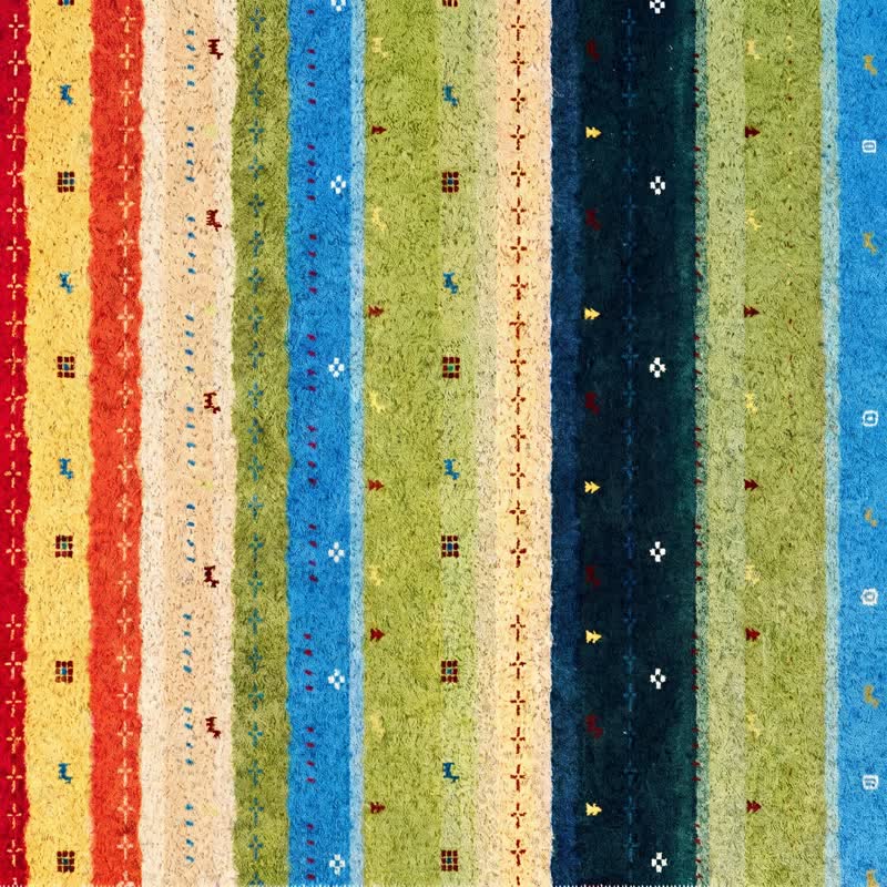 Boho-Regenbogenstreifen-PVC-Teppich mit rutschfester Oberfläche - image 6