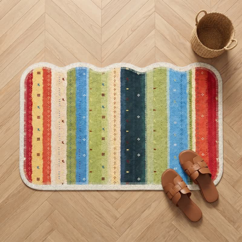 Boho-Regenbogenstreifen-PVC-Teppich mit rutschfester Oberfläche - image 1